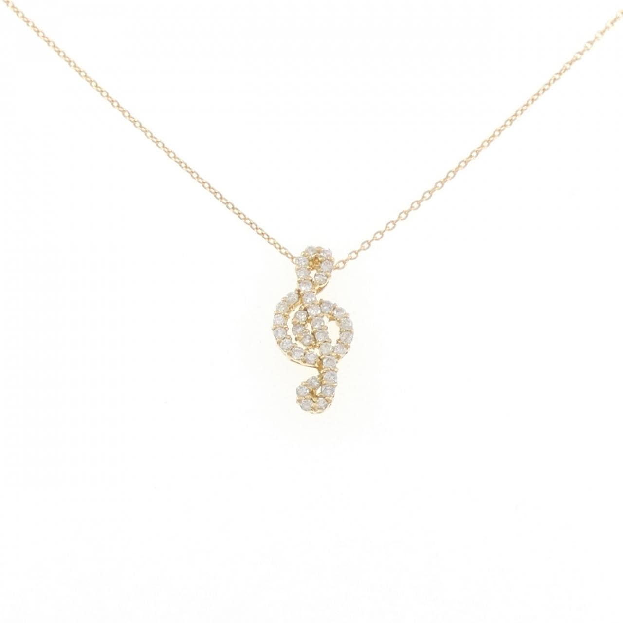 K18YG ト音記号 ダイヤモンド ネックレス 0.30CT