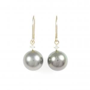 750YG 黒蝶パール ピアス 10.2mm