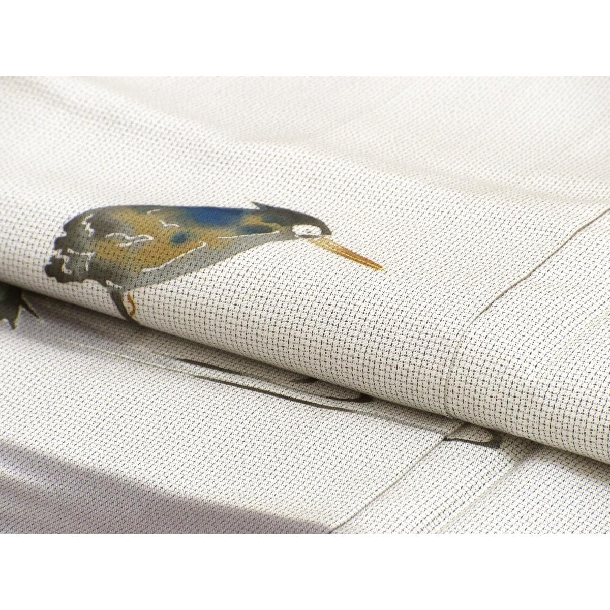 訪問着　柿本市郎　縞大島紬　身幅３Ｌ寸【本加賀友禅】