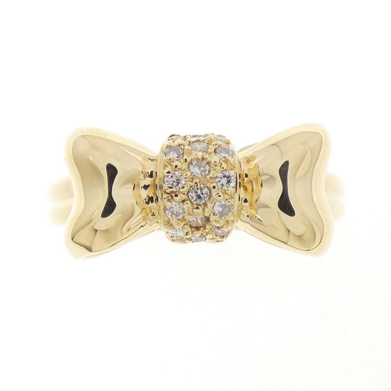 K18YG ribbon Diamond ring 0.09CT