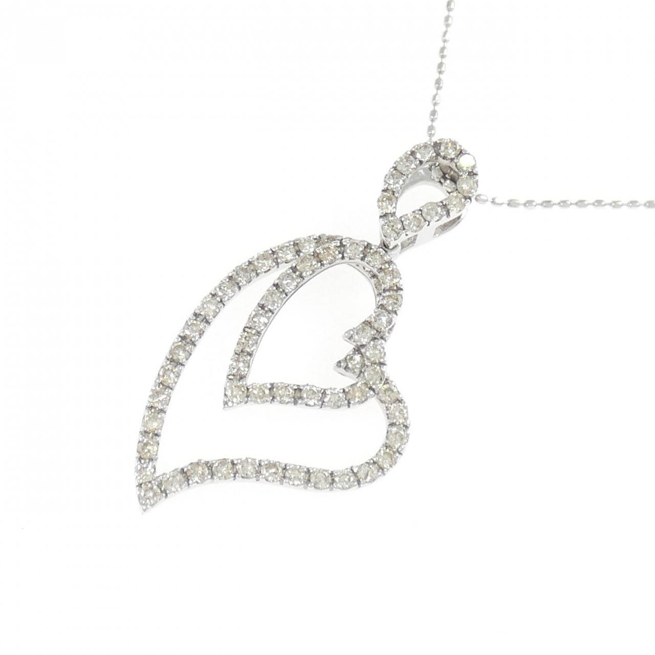 K18WG ハート ダイヤモンド ネックレス 1.00CT