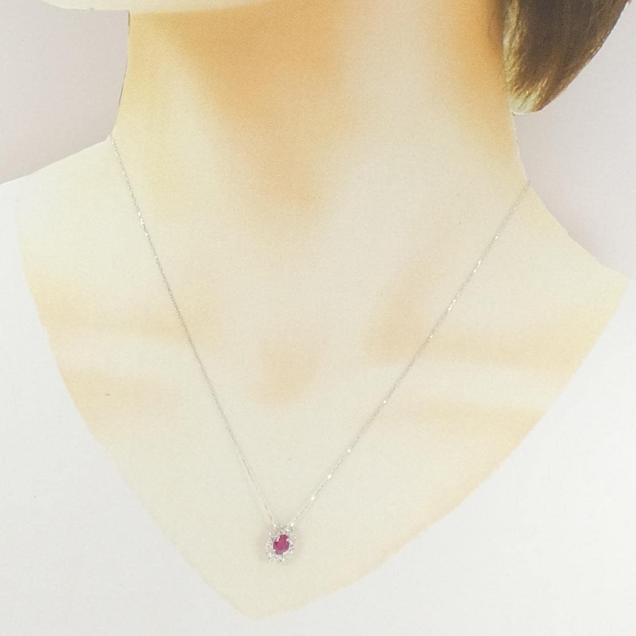 K18WG ルビー ネックレス 0.41CT