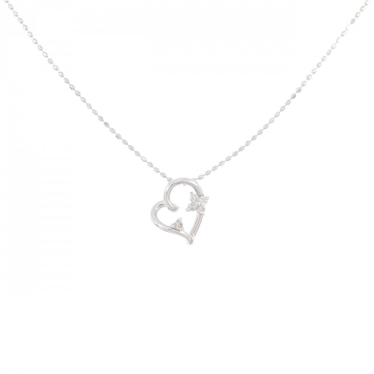 K18WG ハート ダイヤモンド ネックレス 0.05CT