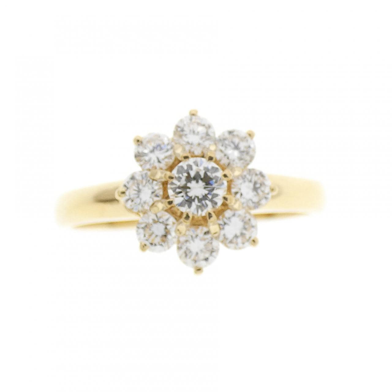 K18YG フラワー ダイヤモンド リング 0.11CT
