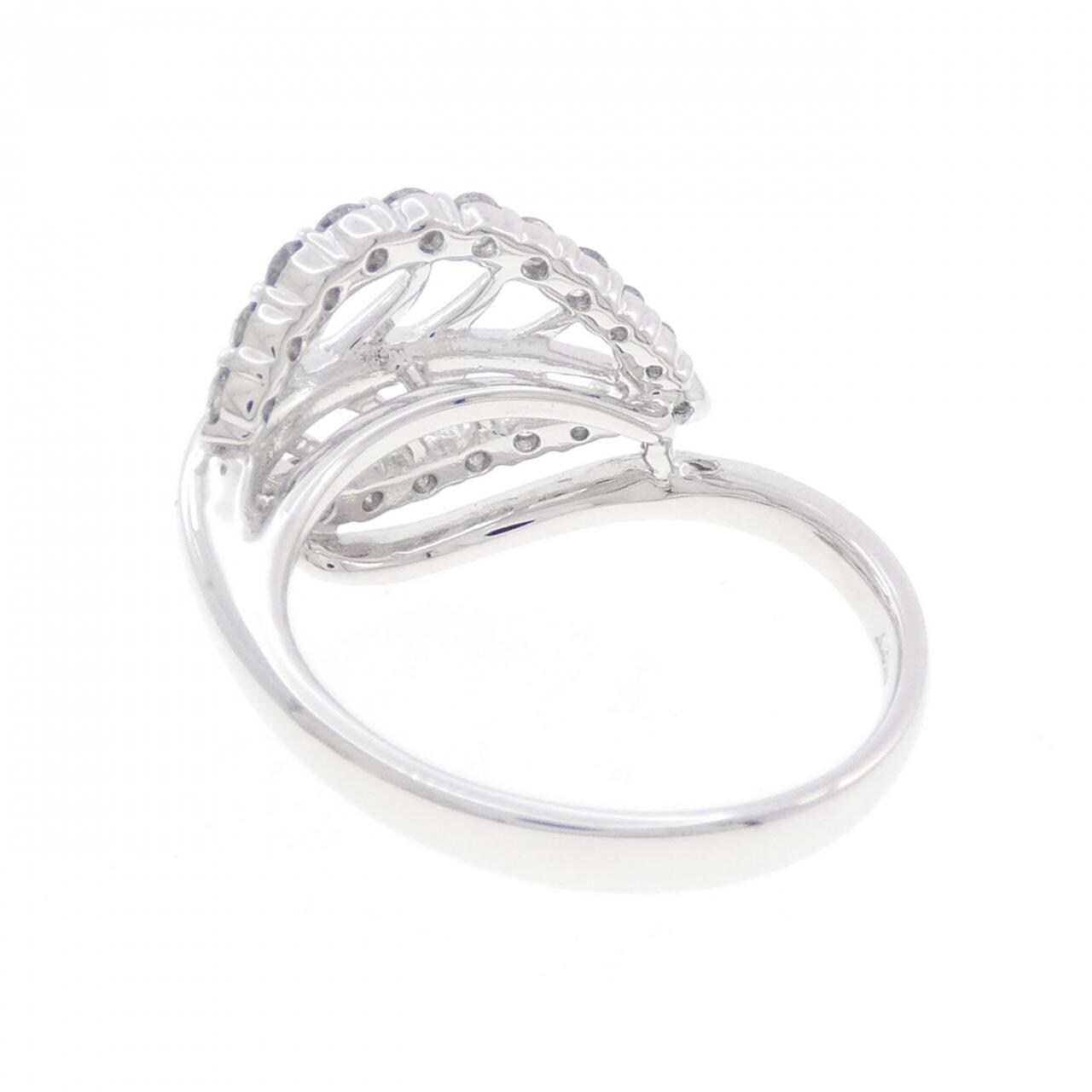 K18WG リーフ ダイヤモンド リング 0.55CT