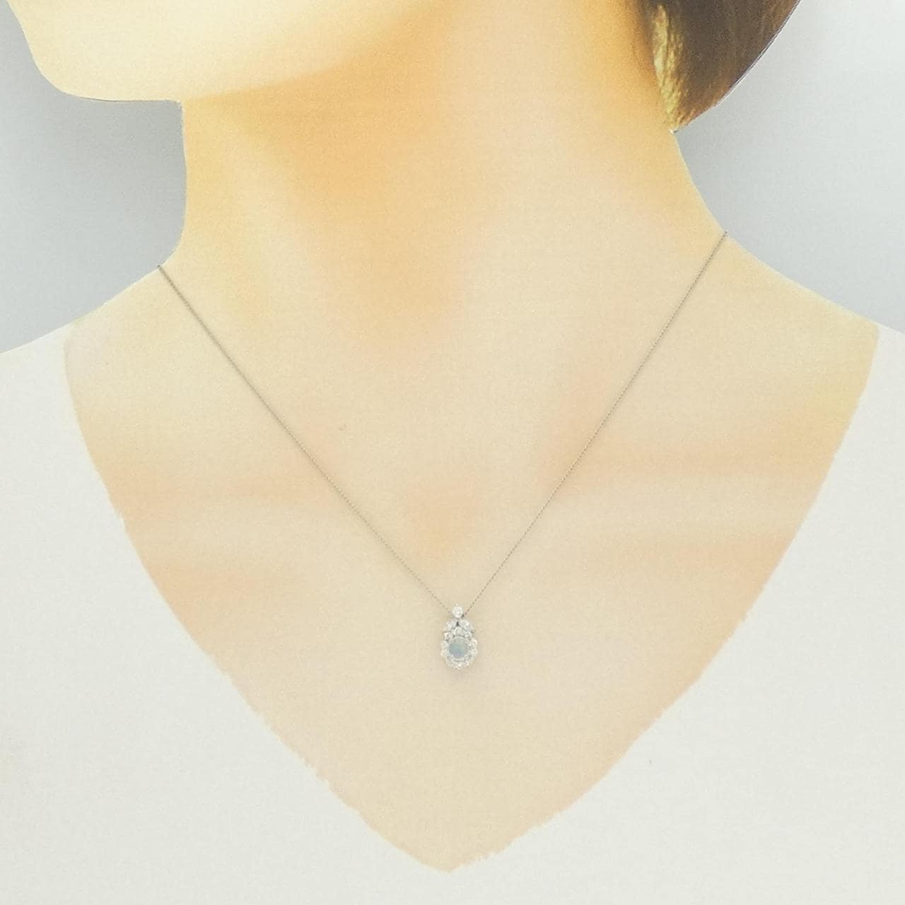 PT900/PT850 オパール ネックレス 0.30CT