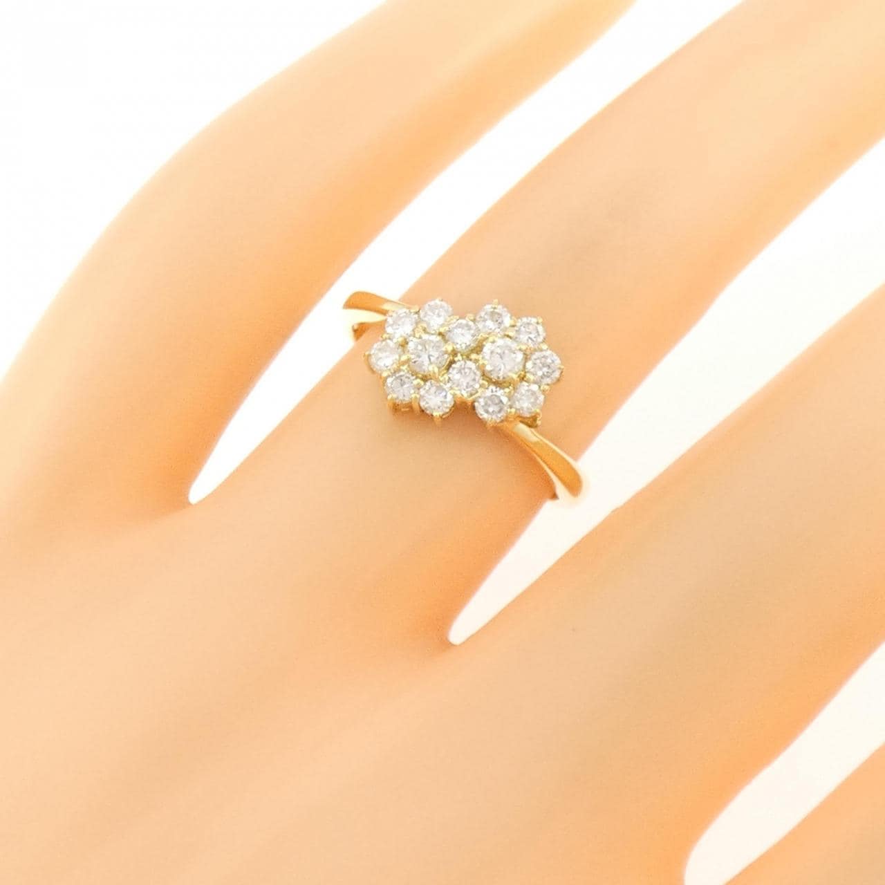 K18YG フラワー ダイヤモンド リング 0.50CT