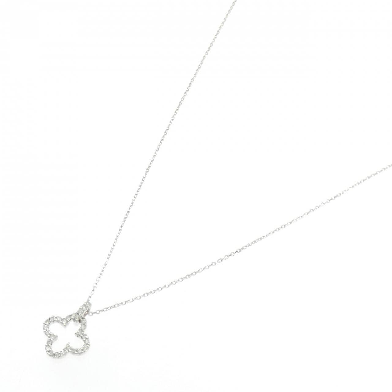 K18WG クローバー ダイヤモンド ネックレス 0.14CT
