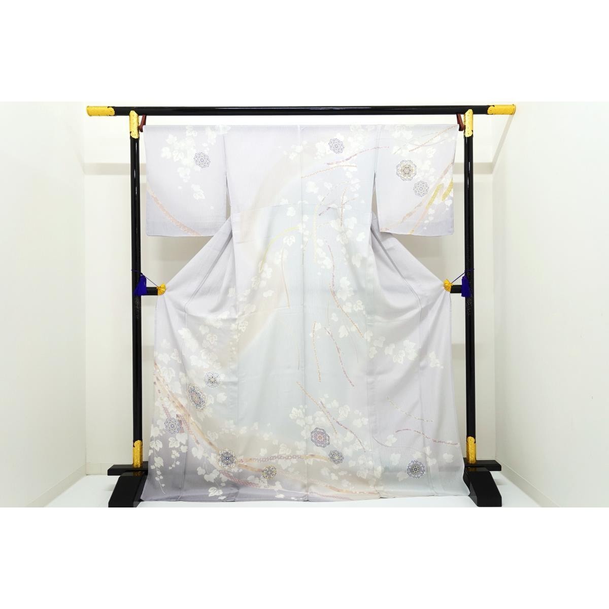 [Unused items] Unlined robe Homongi Yuzen processing blur dyeing