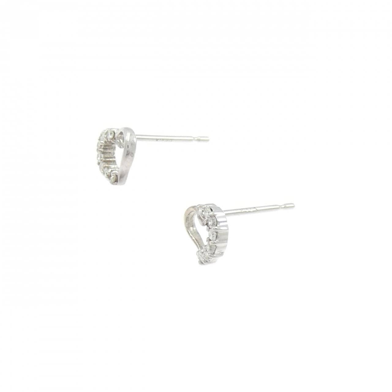 K18WG ハート ダイヤモンド ピアス 0.10CT