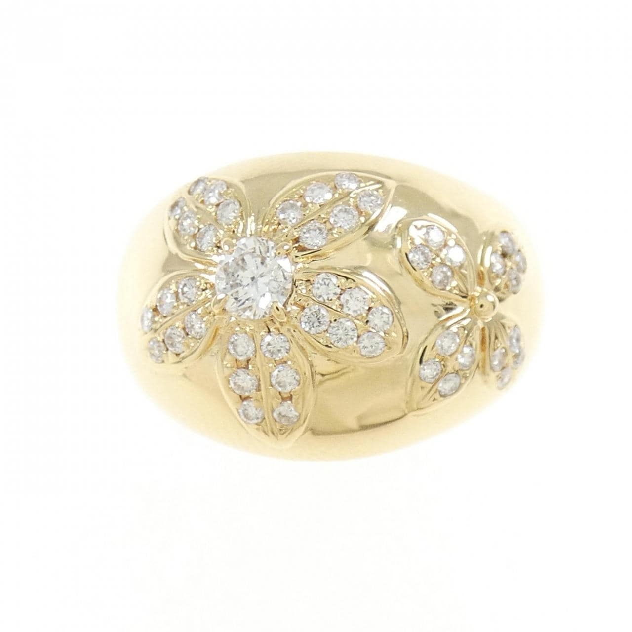 K18YG フラワー ダイヤモンド リング 0.14CT
