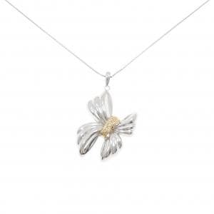 K18WG/K18YG リボン ダイヤモンド ネックレス 0.03CT