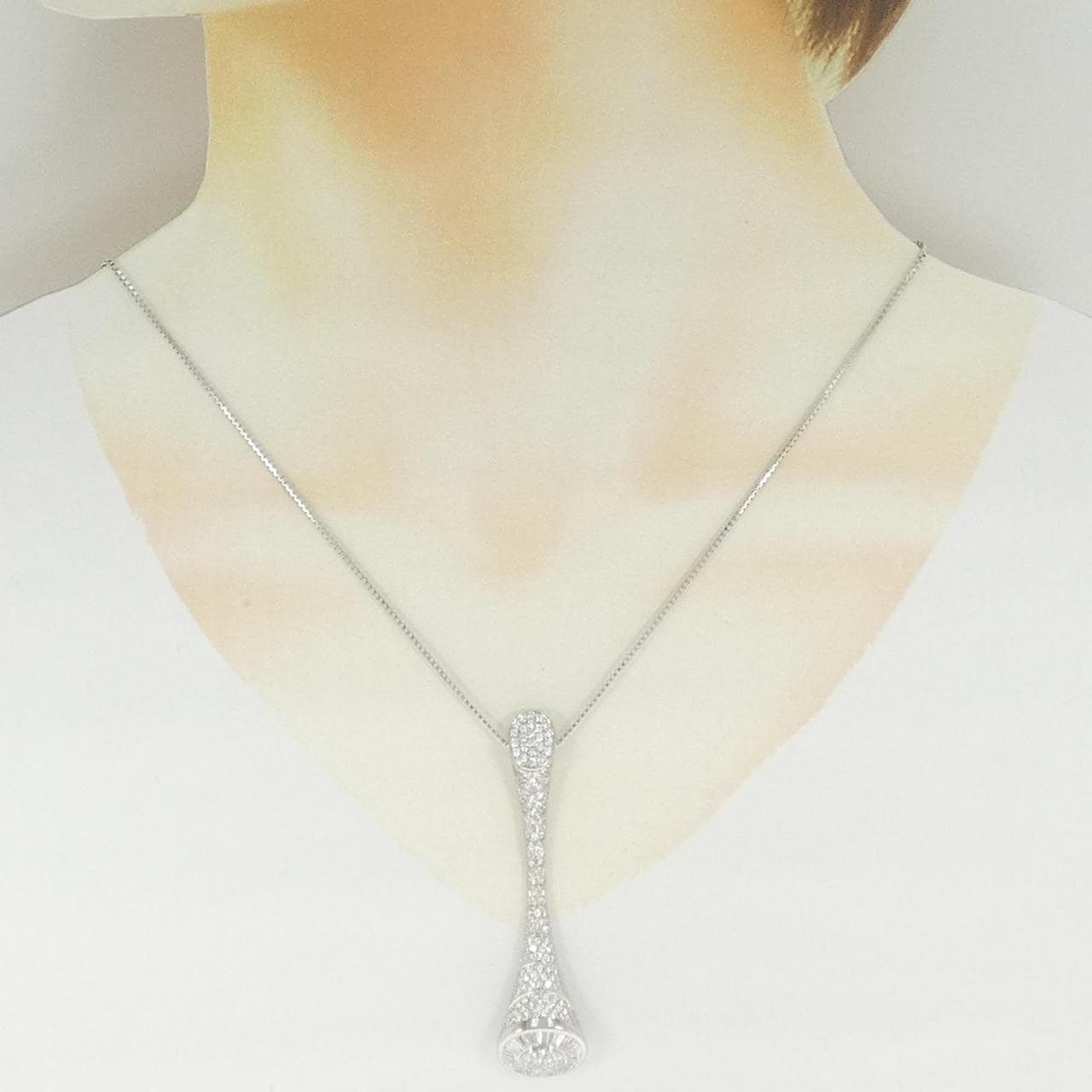 750WG/K18WG パヴェ ダイヤモンド ネックレス 3.20CT
