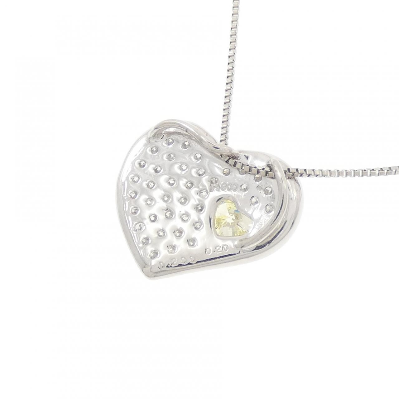 PT900/PT850 ハート ダイヤモンド ネックレス 0.200CT