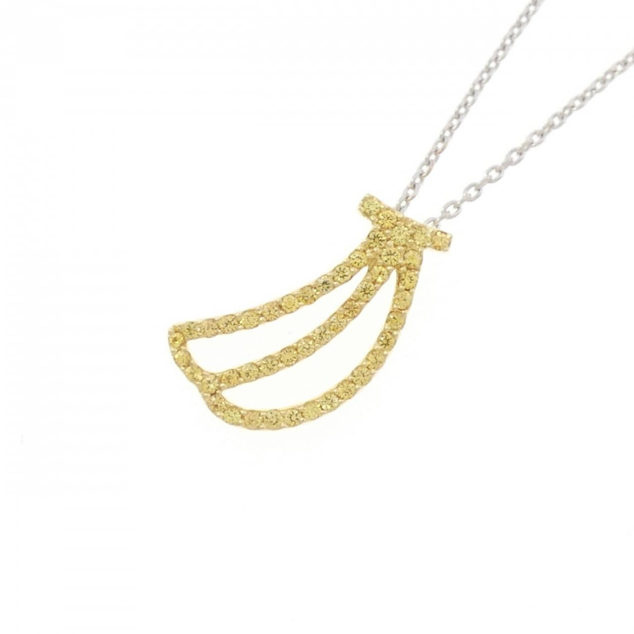 K18YG/K18WG バナナ サファイヤ ネックレス 0.46CT