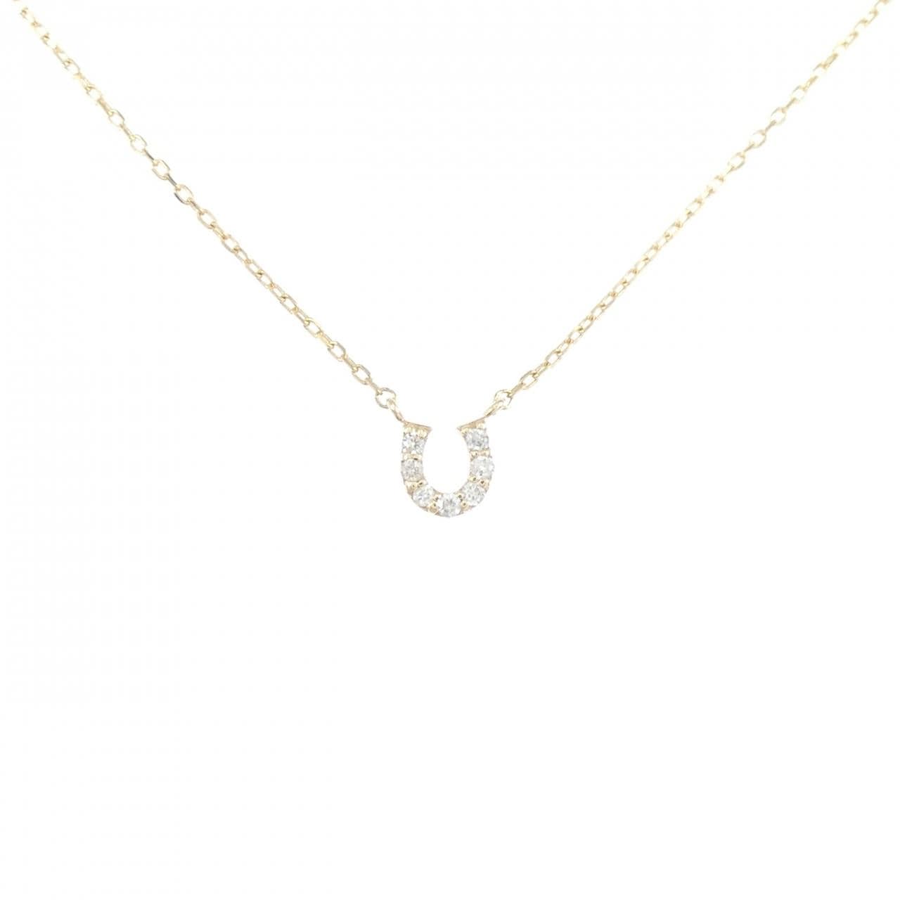 K10YG ホースシュー ダイヤモンド ネックレス 0.03CT