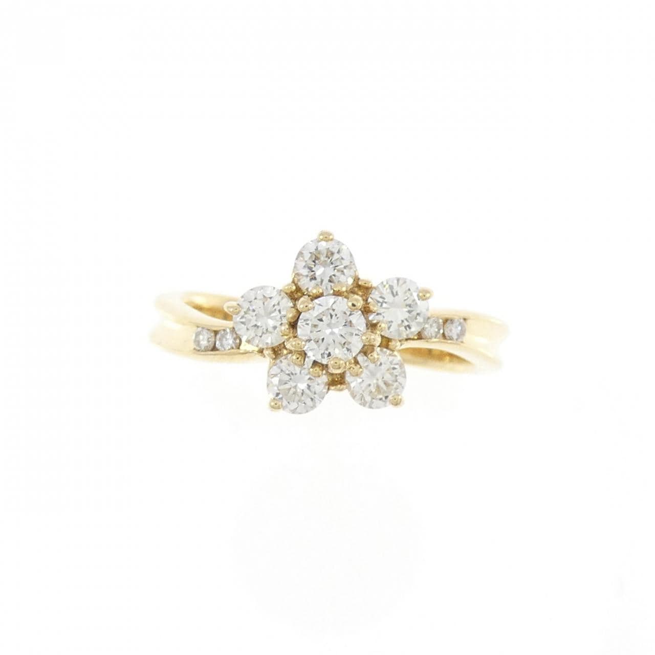 K18YG flower Diamond ring 0.71CT