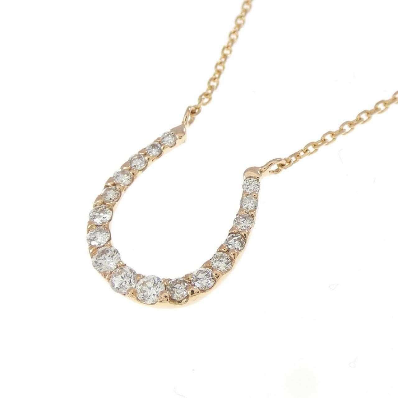 K18PG ホースシュー ダイヤモンド ネックレス 0.20CT