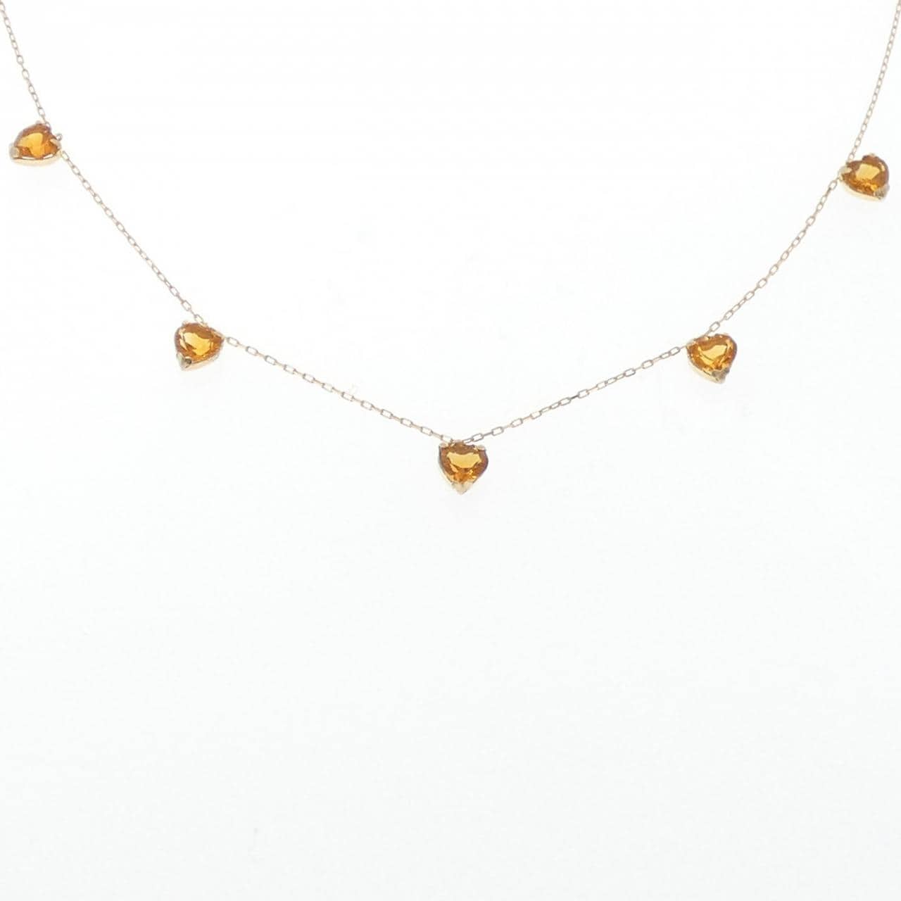 K18YG ハート シトリン ネックレス 3.0CT