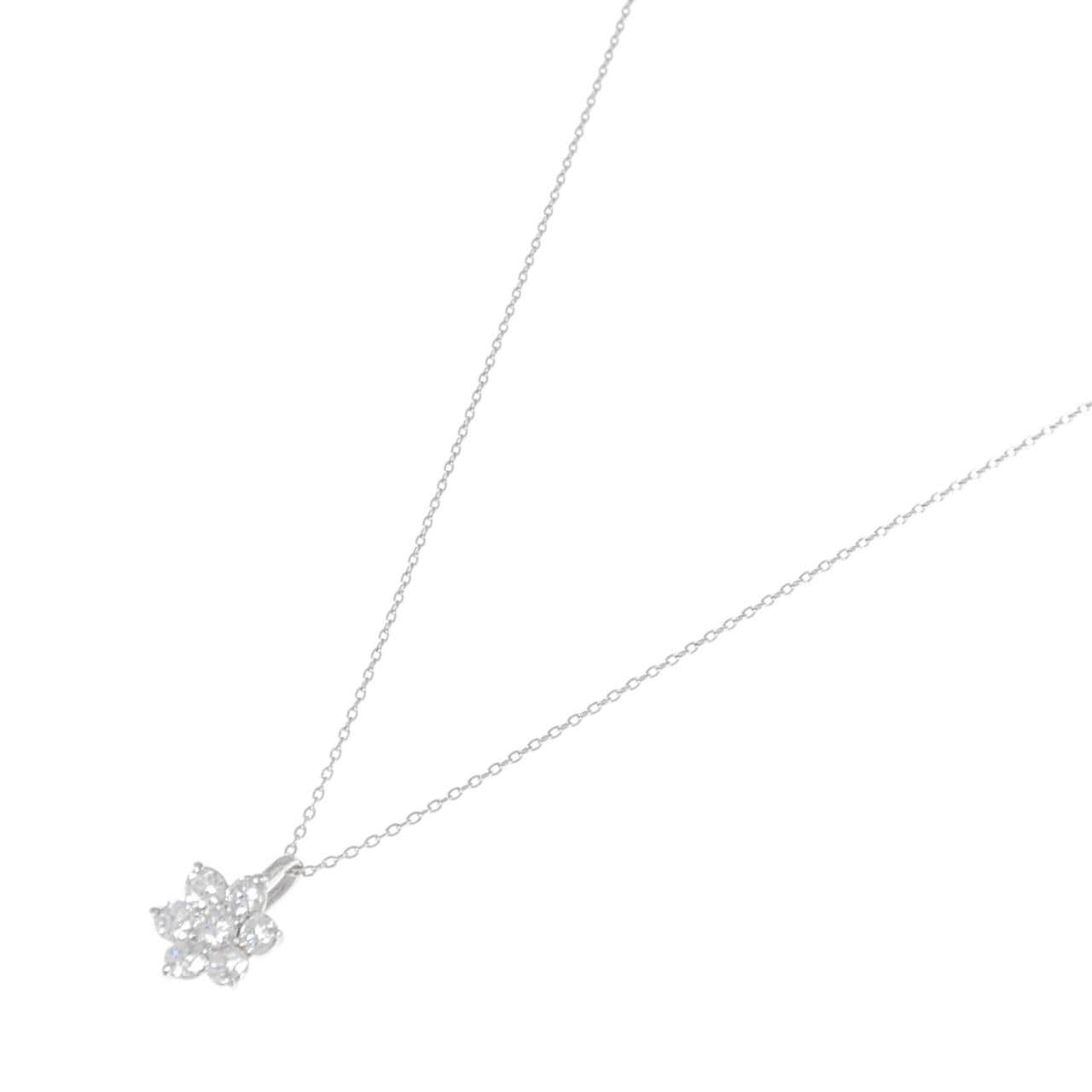 K18WG Flower Diamond Necklace 0.670CT