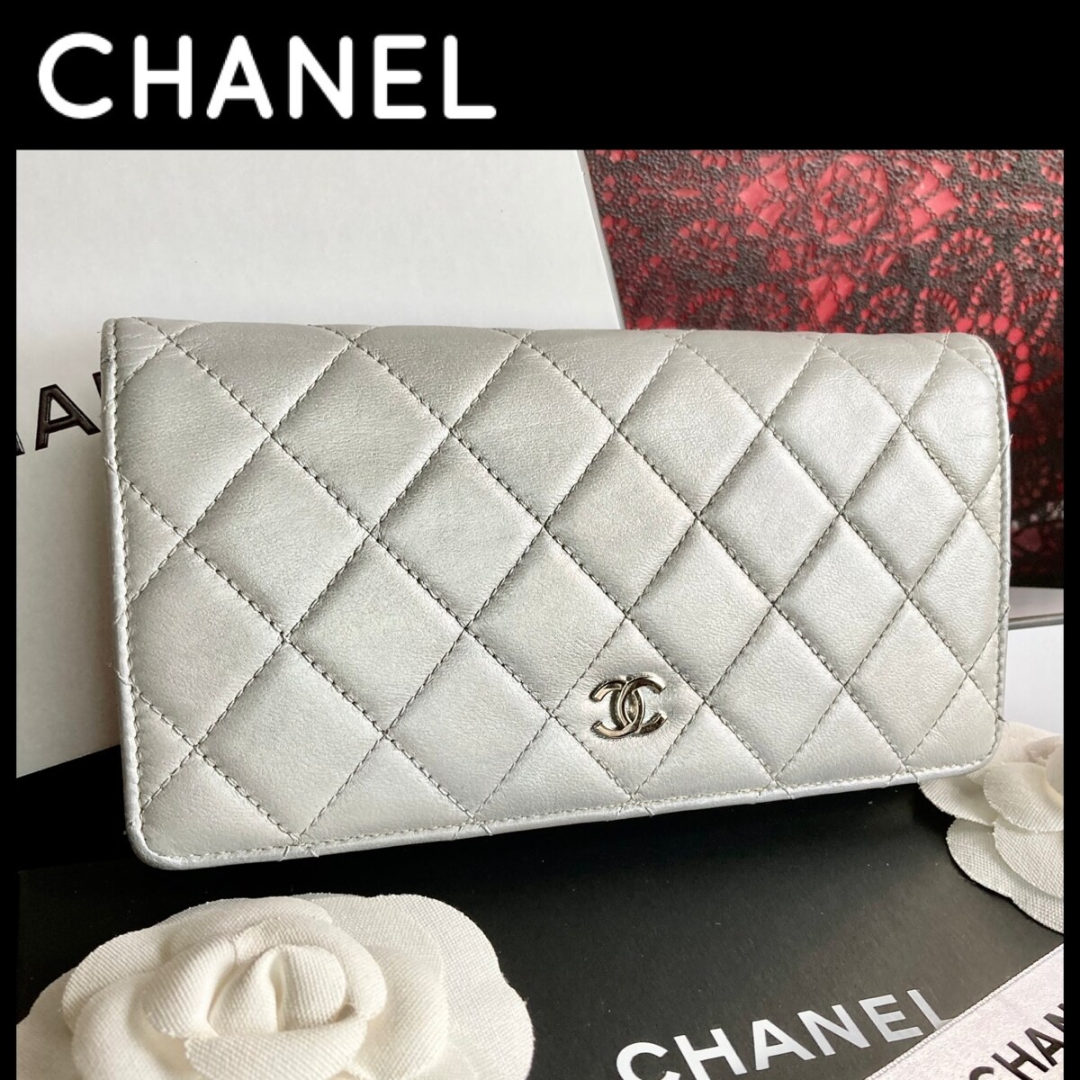 在庫大得価 CHANEL シルバー 長財布の通販 by プロフ読んで下さい