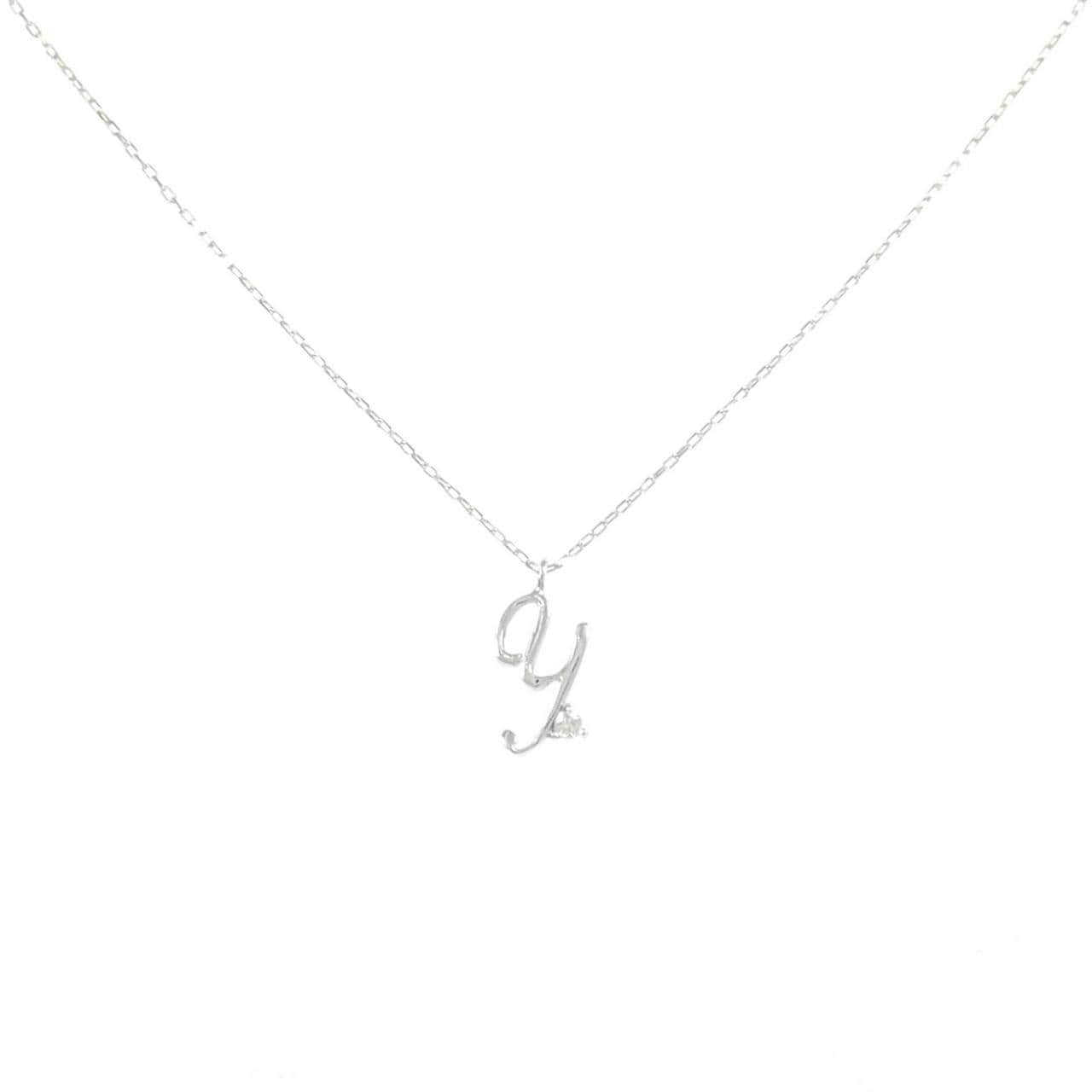 K18WG イニシャルY ダイヤモンド ネックレス 0.01CT