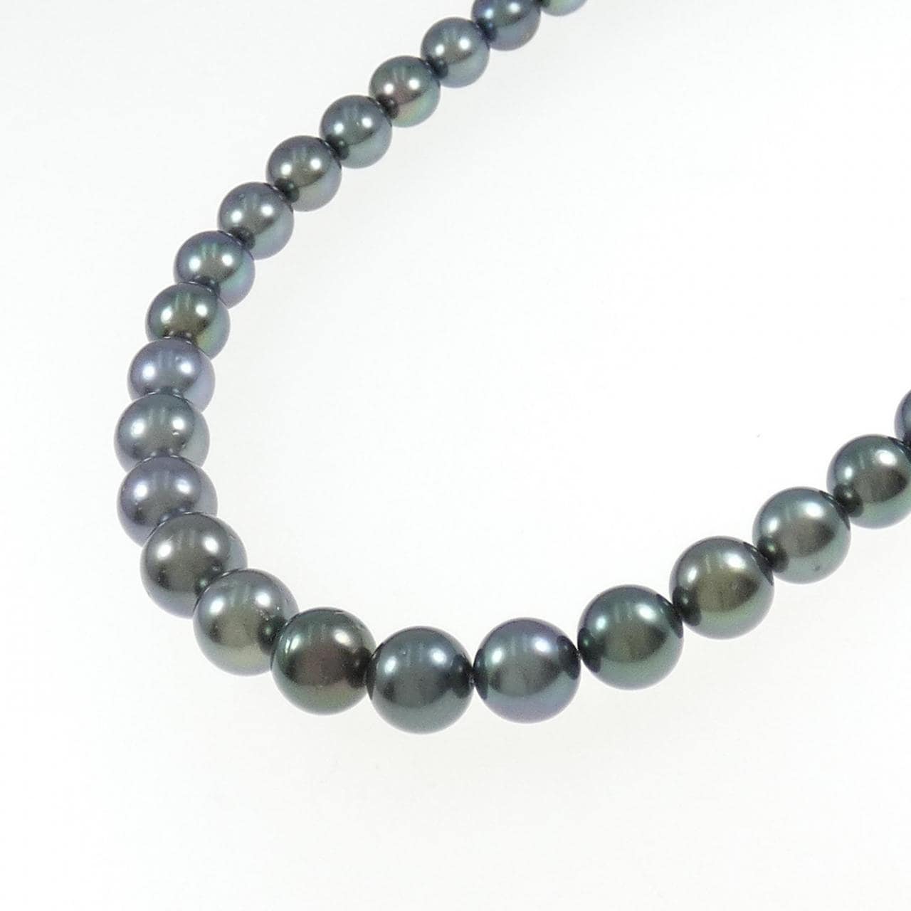 银扣黒蝶珍珠项链 8.2-10.5 毫米