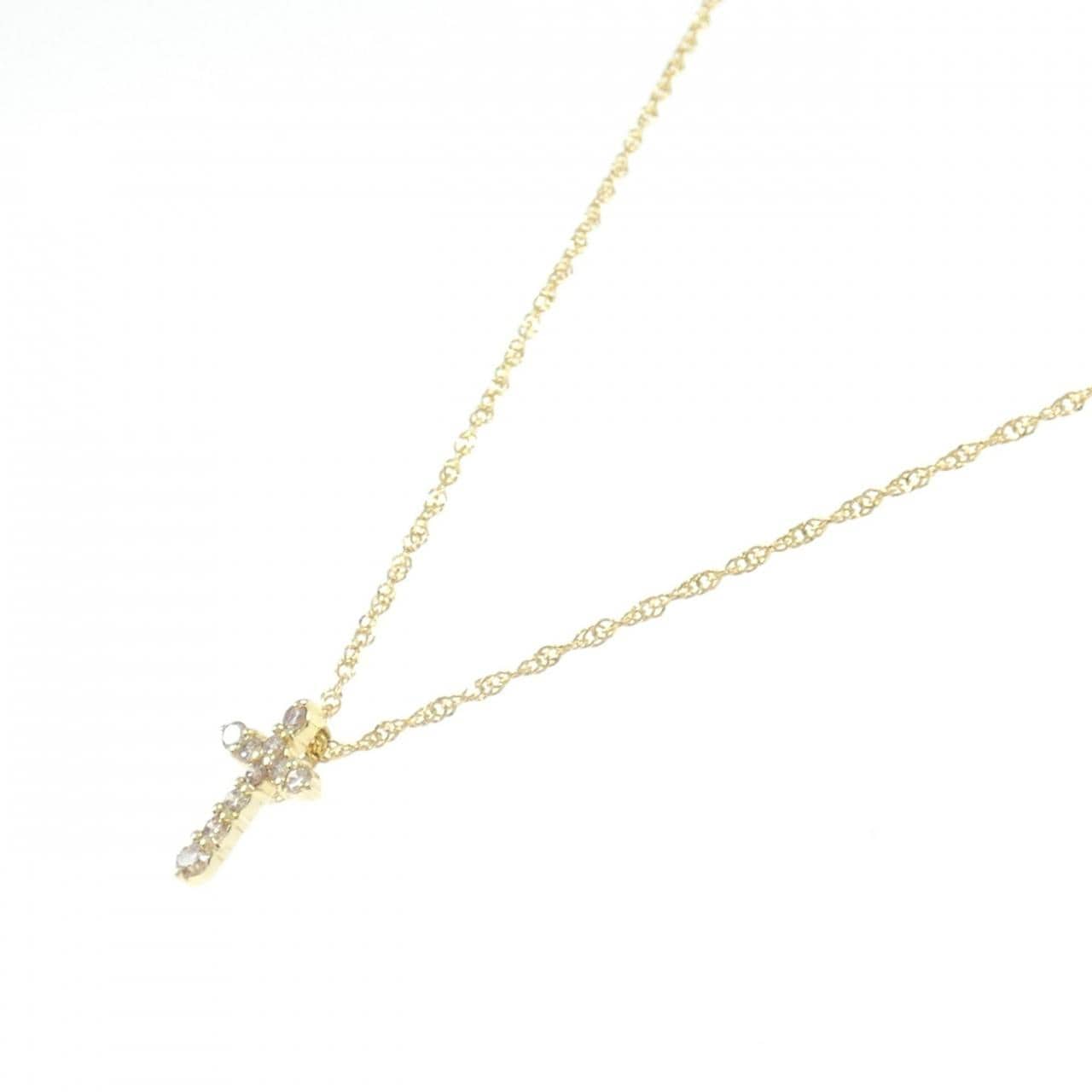 K18YG クロス ダイヤモンド ネックレス 0.30CT