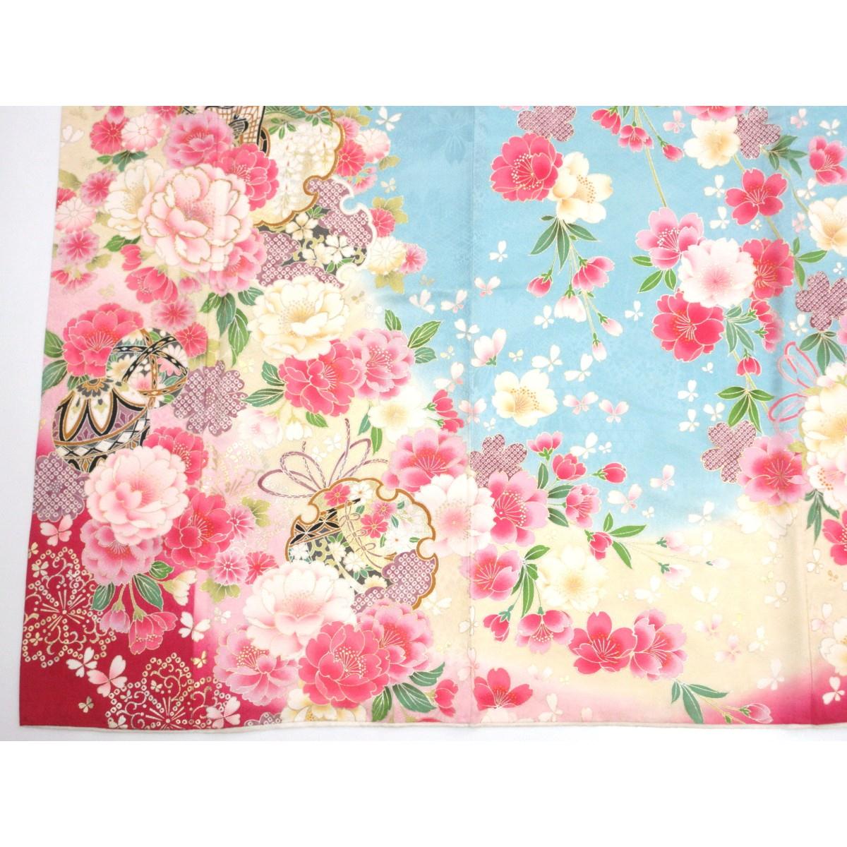 振袖　友禅金彩加工　刺繍入りボカシ染　Ｓサイズ