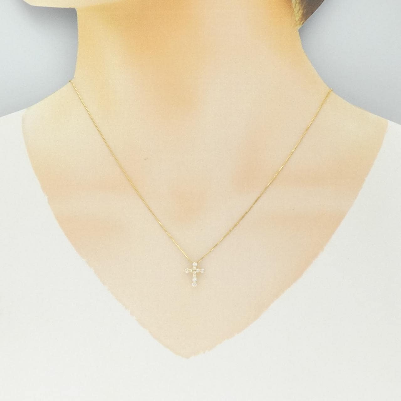K18YG クロス ダイヤモンド ネックレス 0.20CT