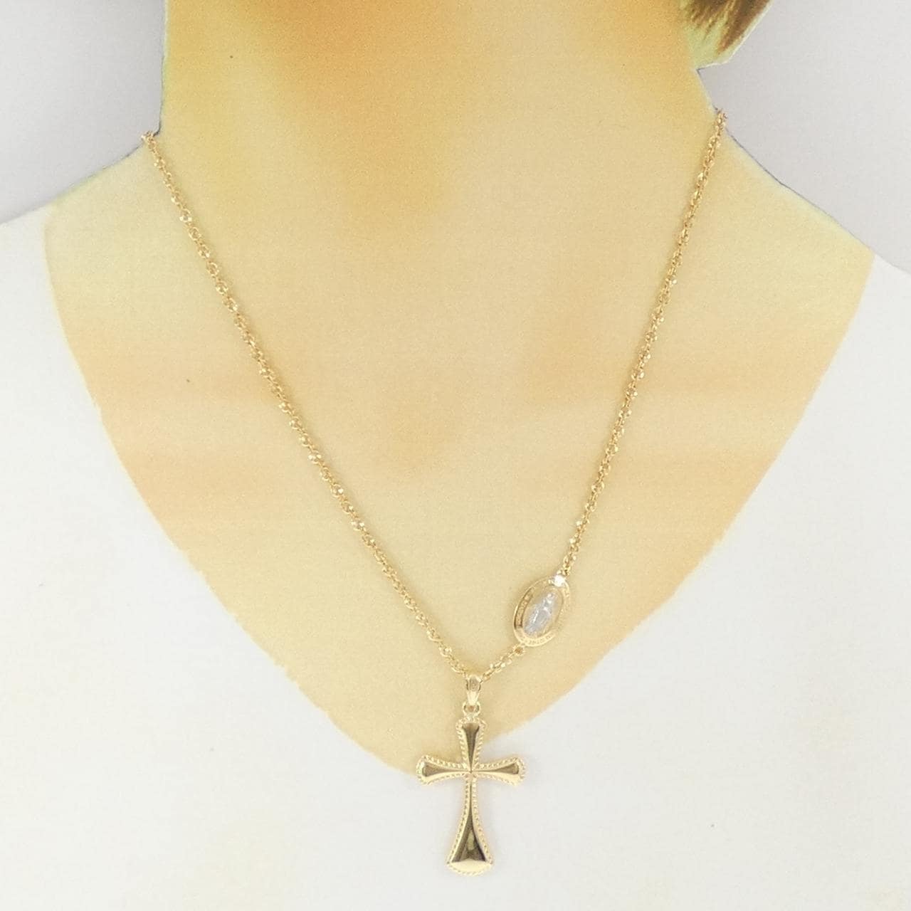 750YG/K18YG/K18WG クロス ネックレス