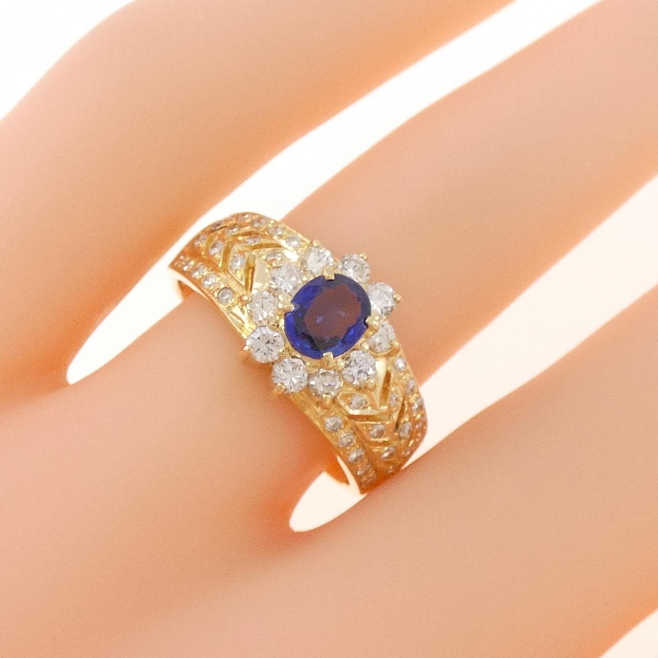 K18YG サファイヤ リング 0.43CT