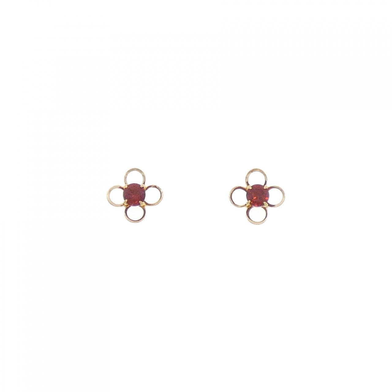 [新品] K18YG 花朵石榴石耳环