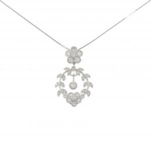 PT900/PT850 フラワー ダイヤモンド ネックレス 0.62CT