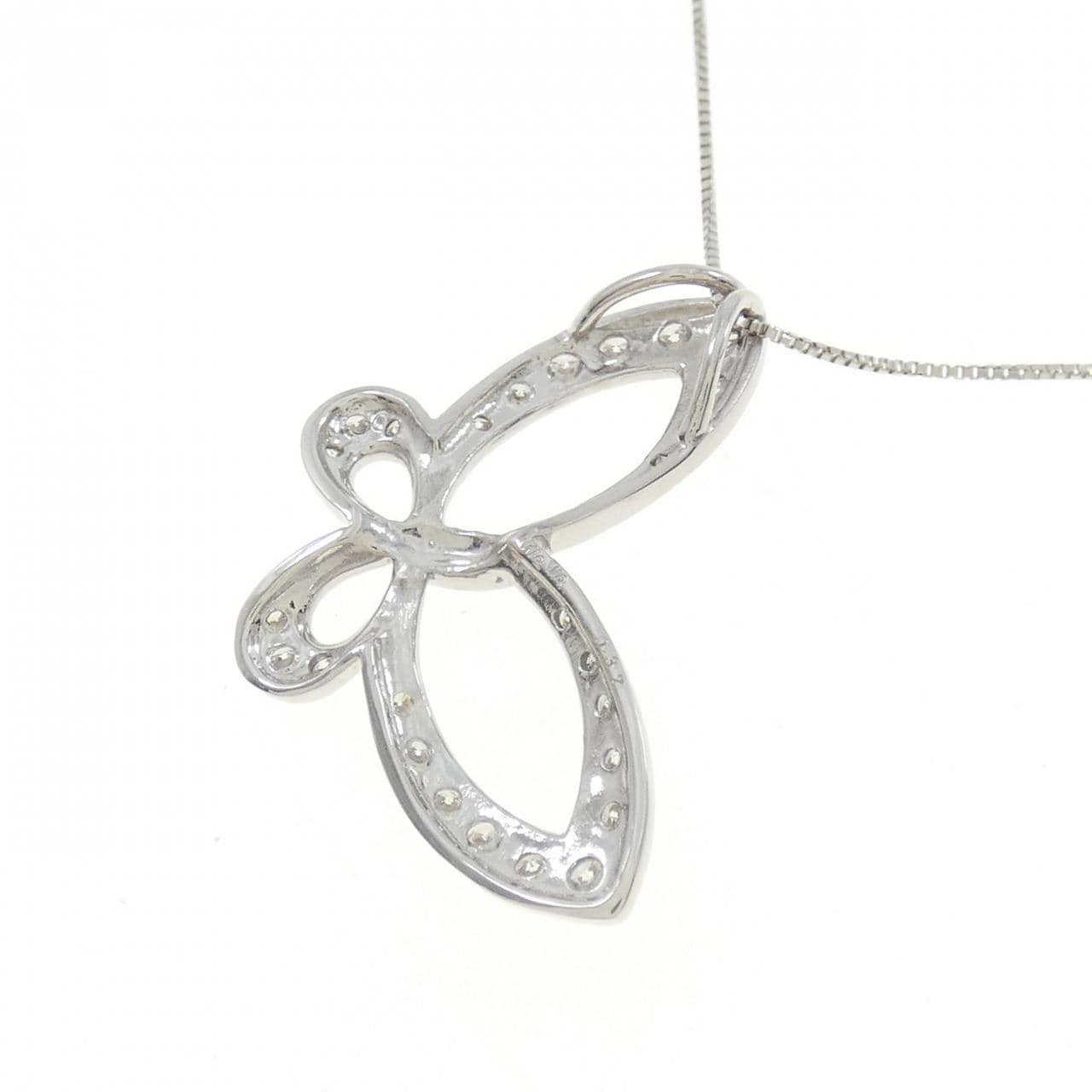 K18WG Butterfly Diamond Necklace 0.37CT