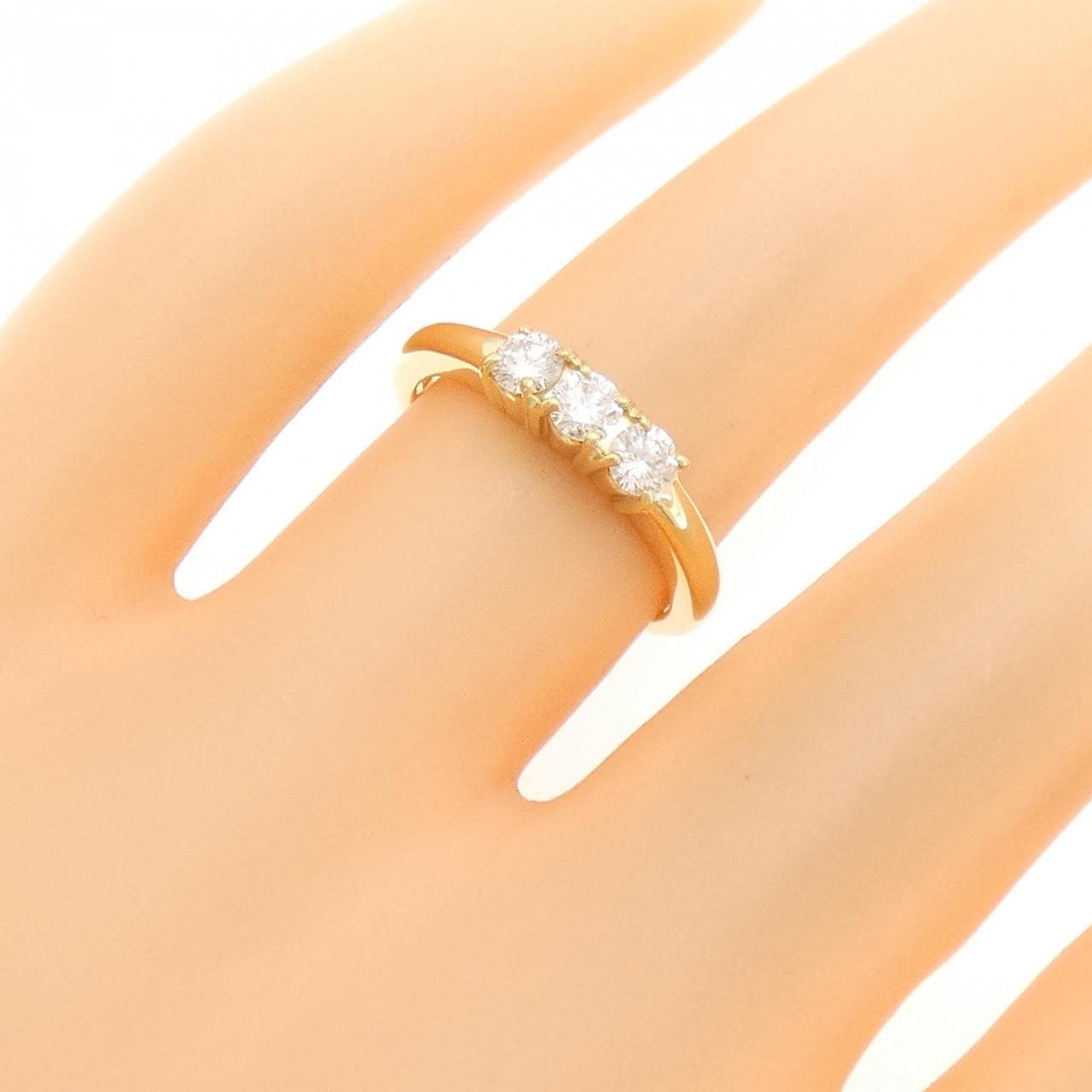 K18YG スリーストーン ダイヤモンド リング 0.33CT