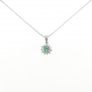 K14WG/PT900 エメラルド ネックレス 0.16CT