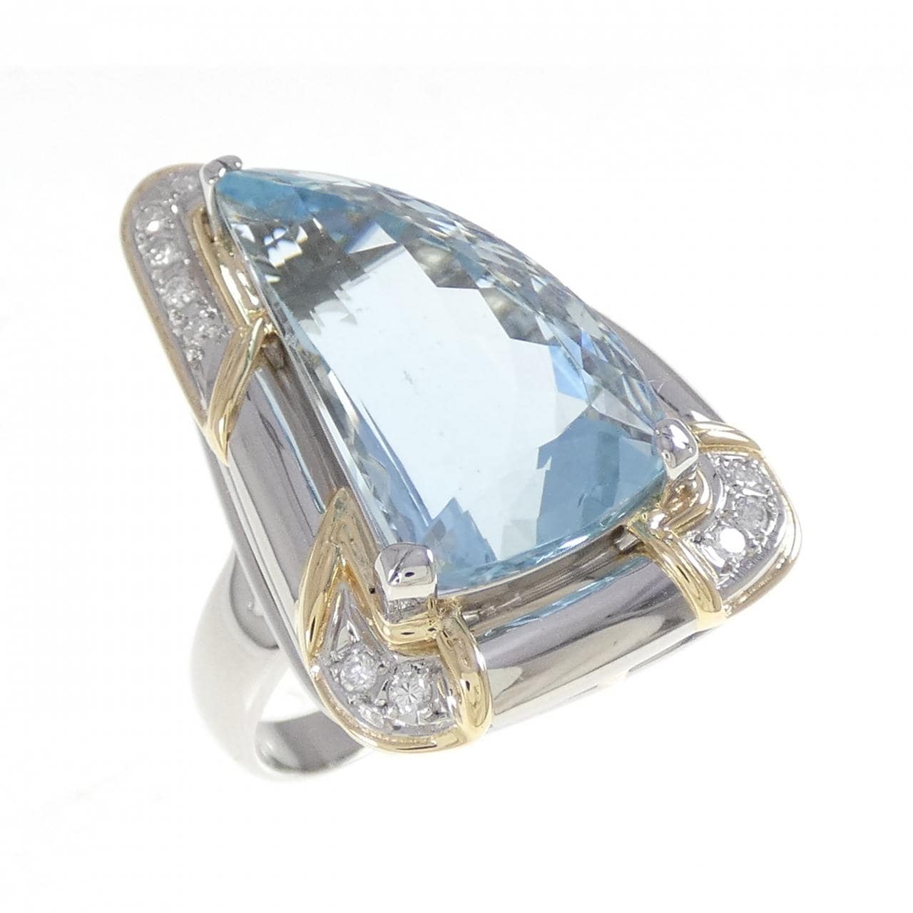 PT900/K18YG アクアマリン リング 13.45CT