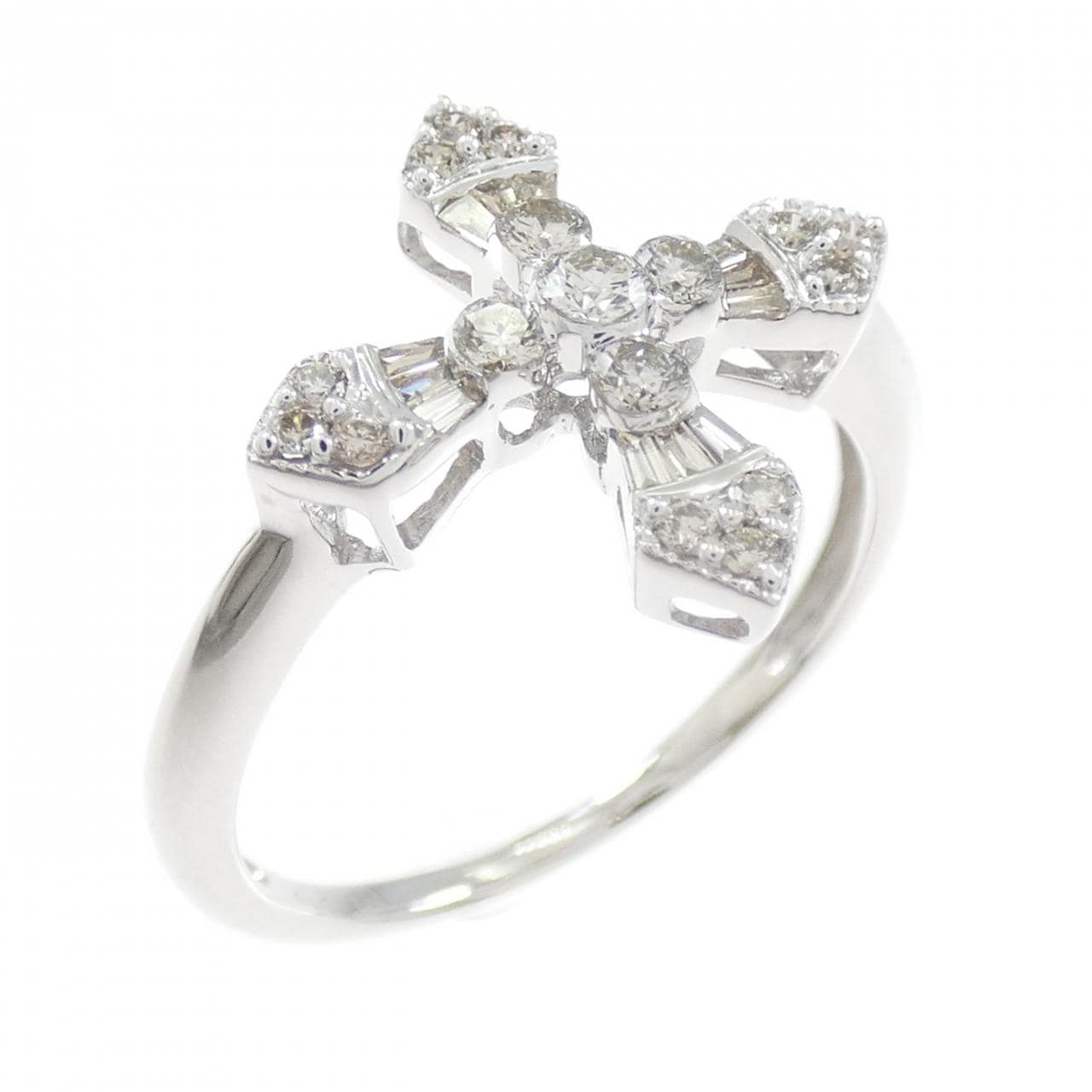 K18WG クロス ダイヤモンド リング