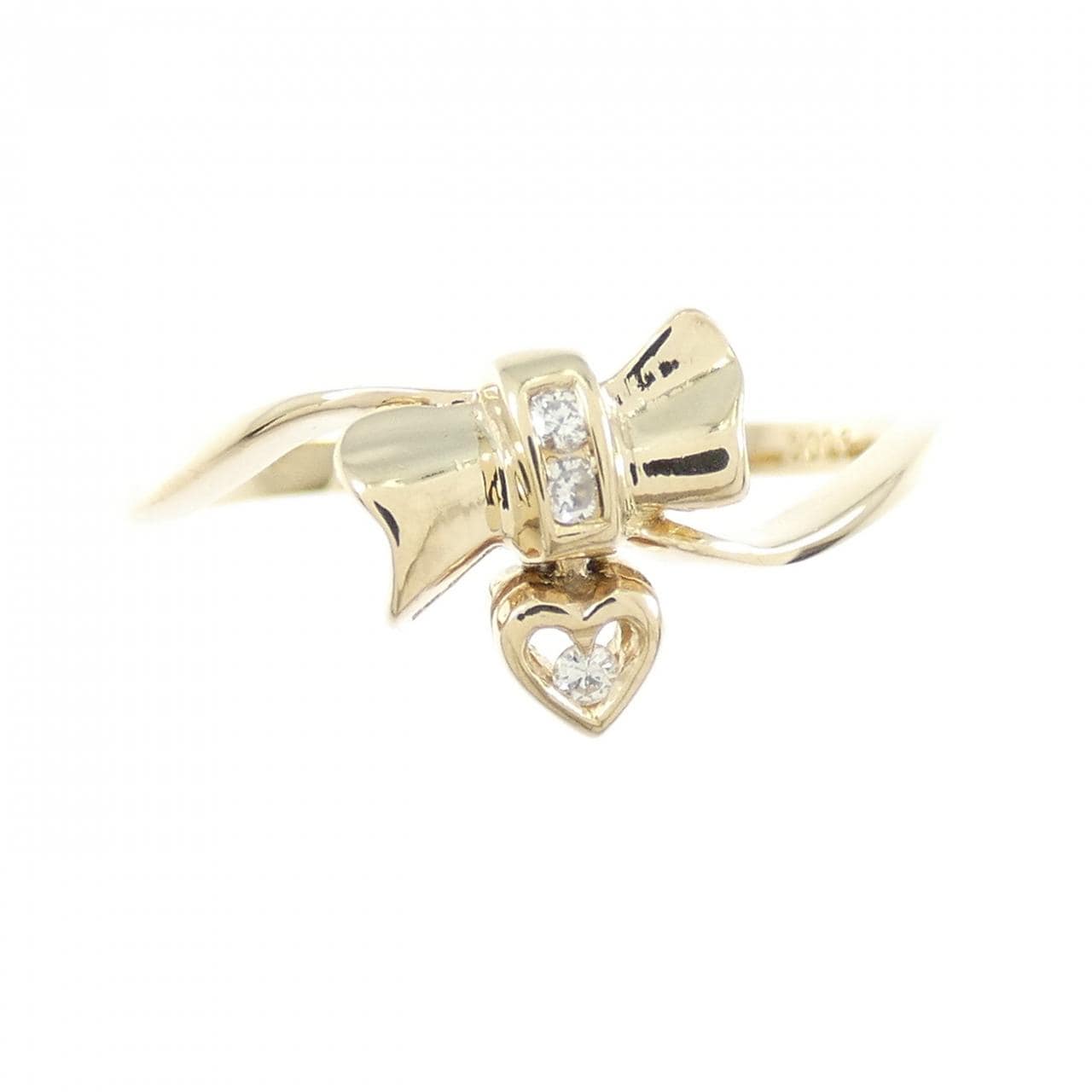K18YG 心形 x 丝带钻石戒指 0.03CT
