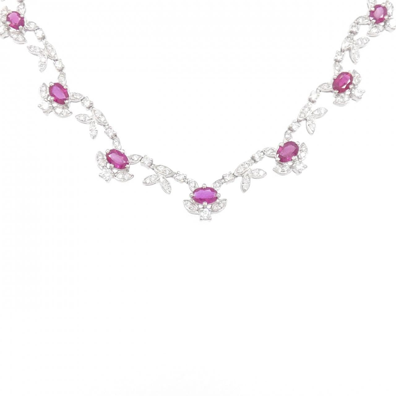 K18WG ルビー ネックレス 4.35CT
