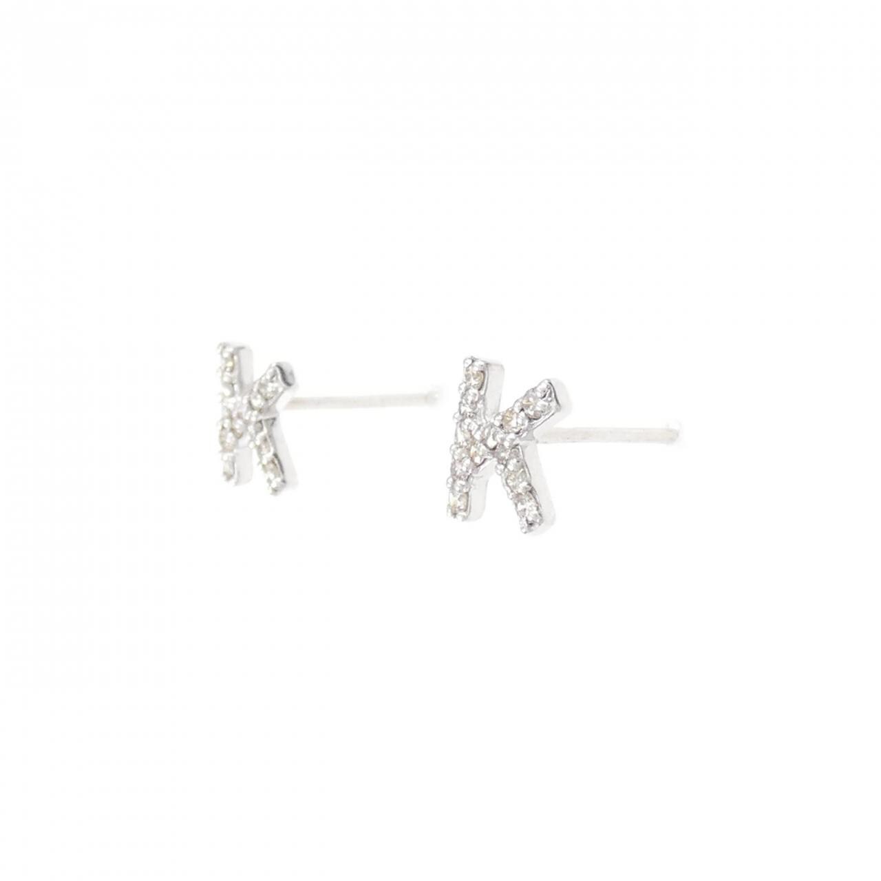 K18WG Initial K Diamond Earrings 0.16CT