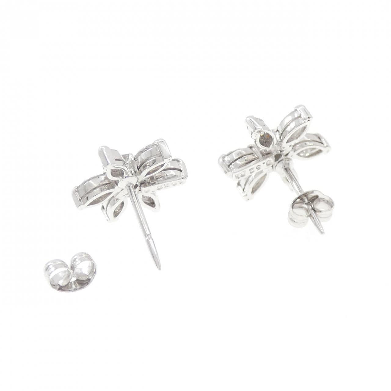 K14WG フラワー ダイヤモンド ピアス 1.040CT