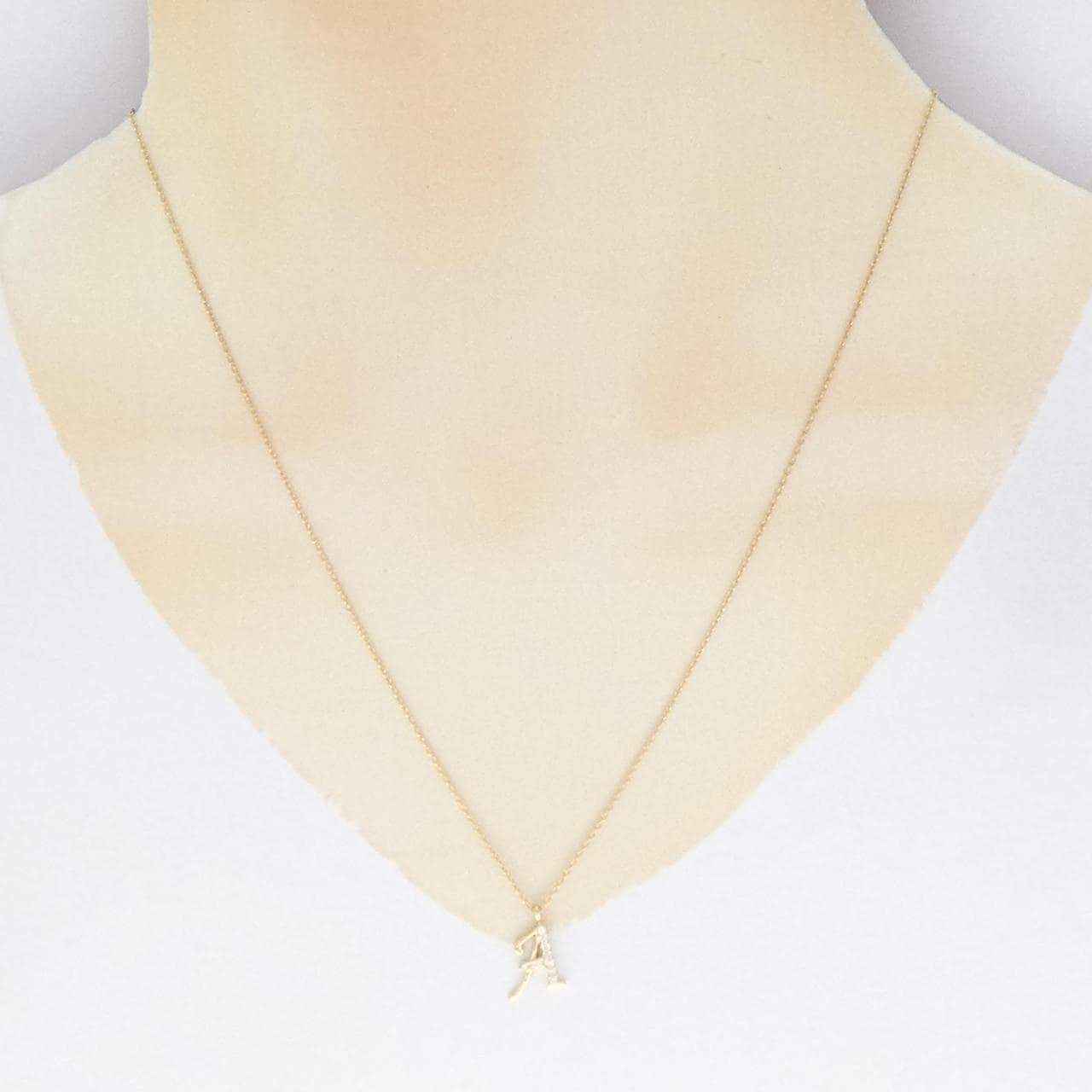 K18YG イニシャルA ダイヤモンド ネックレス 0.05CT