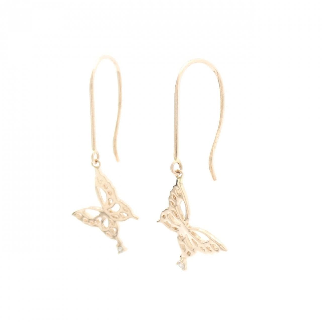 K10PG バタフライ ダイヤモンド ピアス