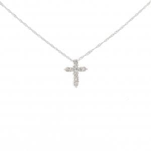 K18WG クロス ダイヤモンド ネックレス 0.15CT