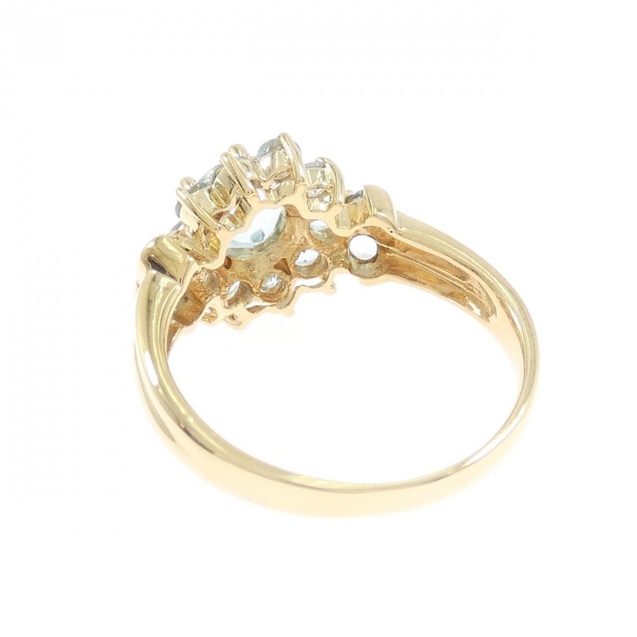 K18YG　フラワー ブルートパーズ リング