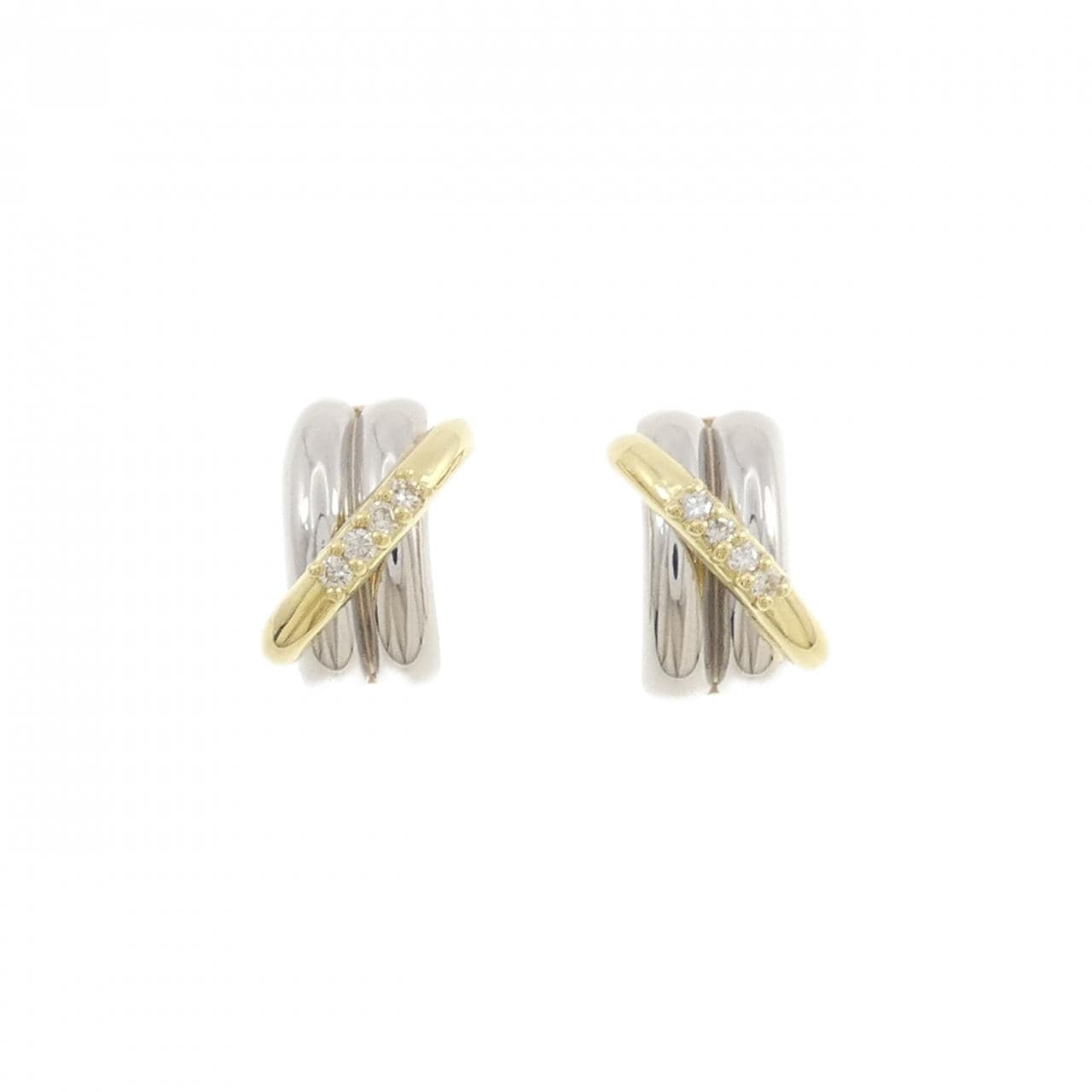 K18YG/PT900 ダイヤモンド ピアス 0.08CT