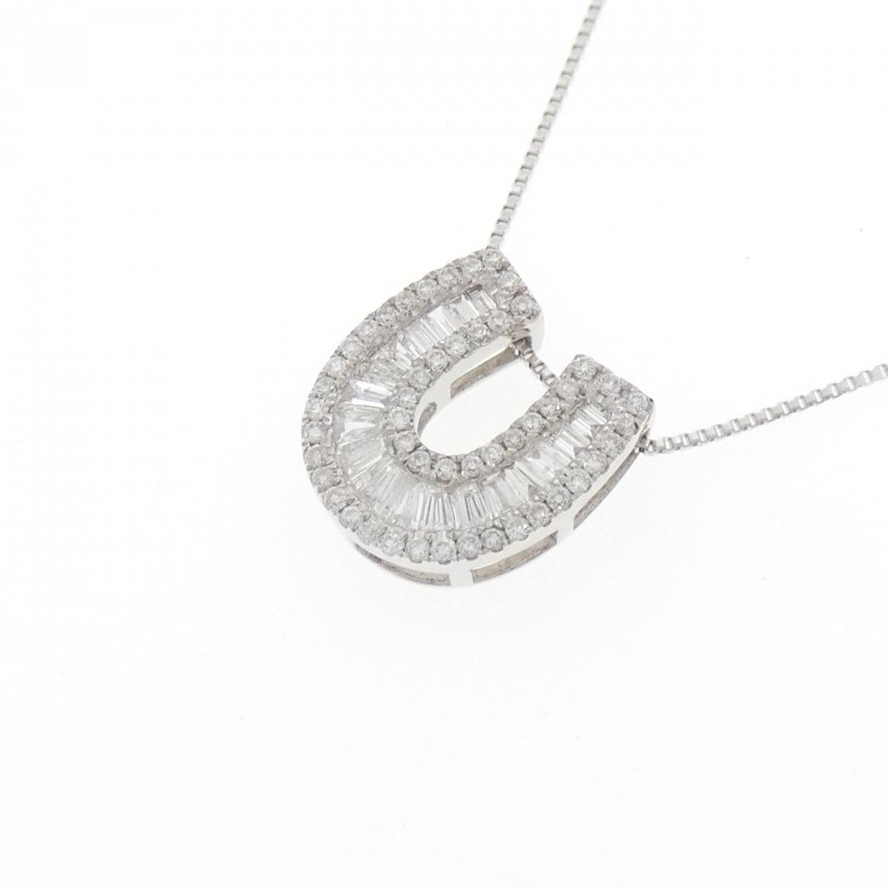 K18WG ホースシュー ダイヤモンド ネックレス 0.40CT