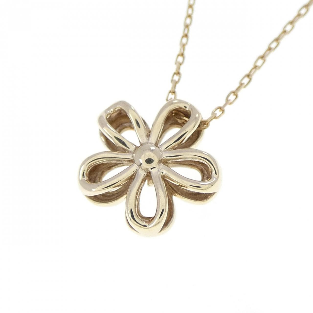 K10YG フラワー ダイヤモンド ネックレス 0.01CT